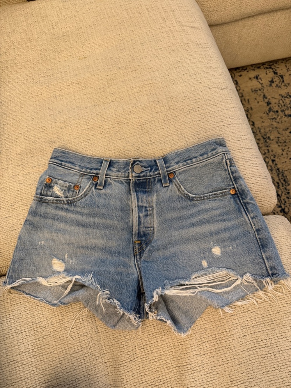 Levi’s Distressed High-Rise Women’s Denim Shorts - Light Blue